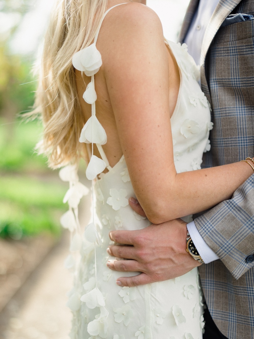 White Floral Appliqué Spaghetti Strap Dress